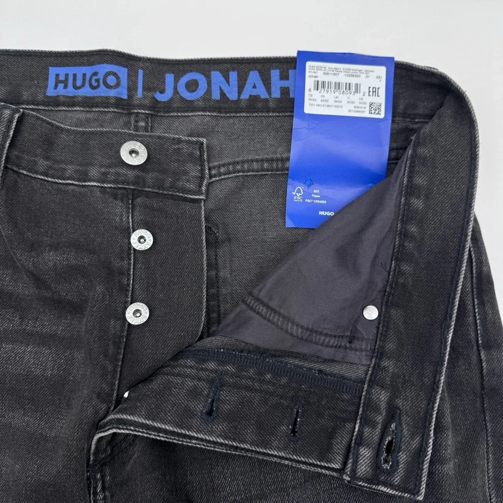 HUGO Boss Jonah Jeans Men's Size 34X32 Straight Leg Fit Black NWT